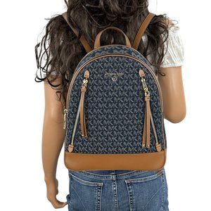 Michael Kors Brooklyn Medium Backpack MK Signature Denim Multi